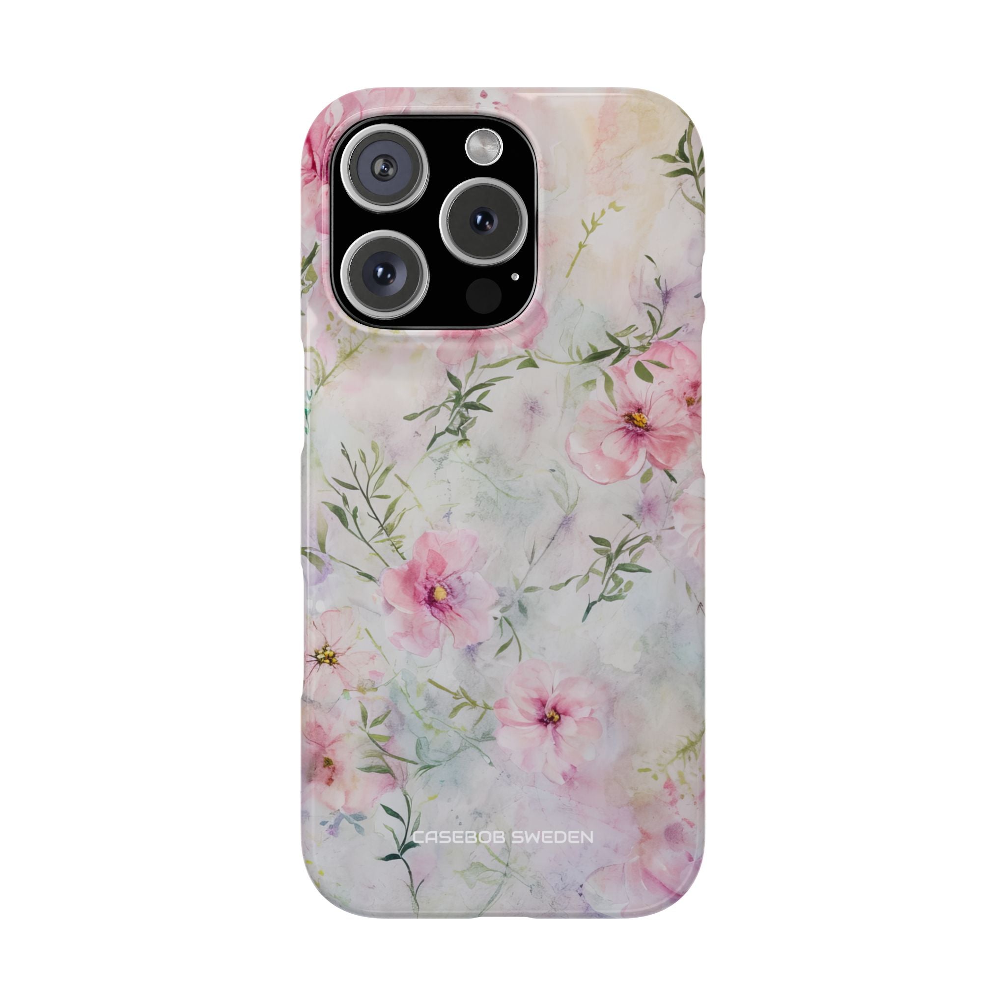 Pink Floral Watercolor Decor - Slim iPhone 16 Phone Case