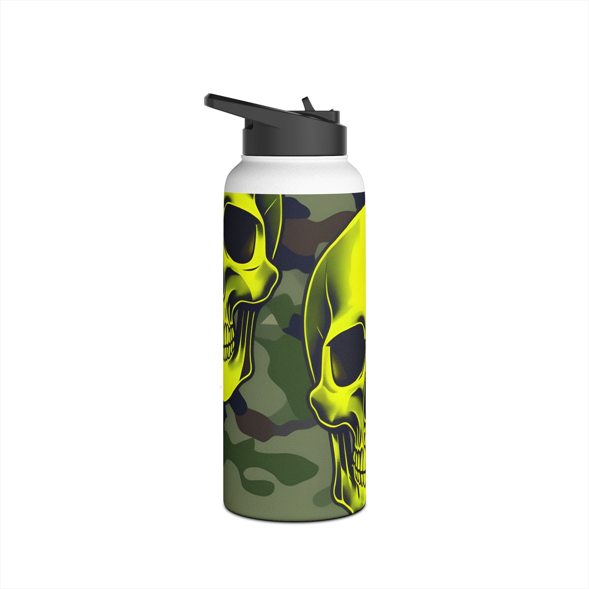 Neon Skull Camo - Stainless Steel Water Bottle