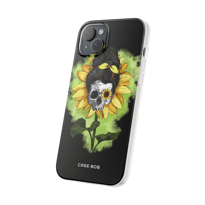 Sunflower Skull iPhone 15 Plus Case - Soft