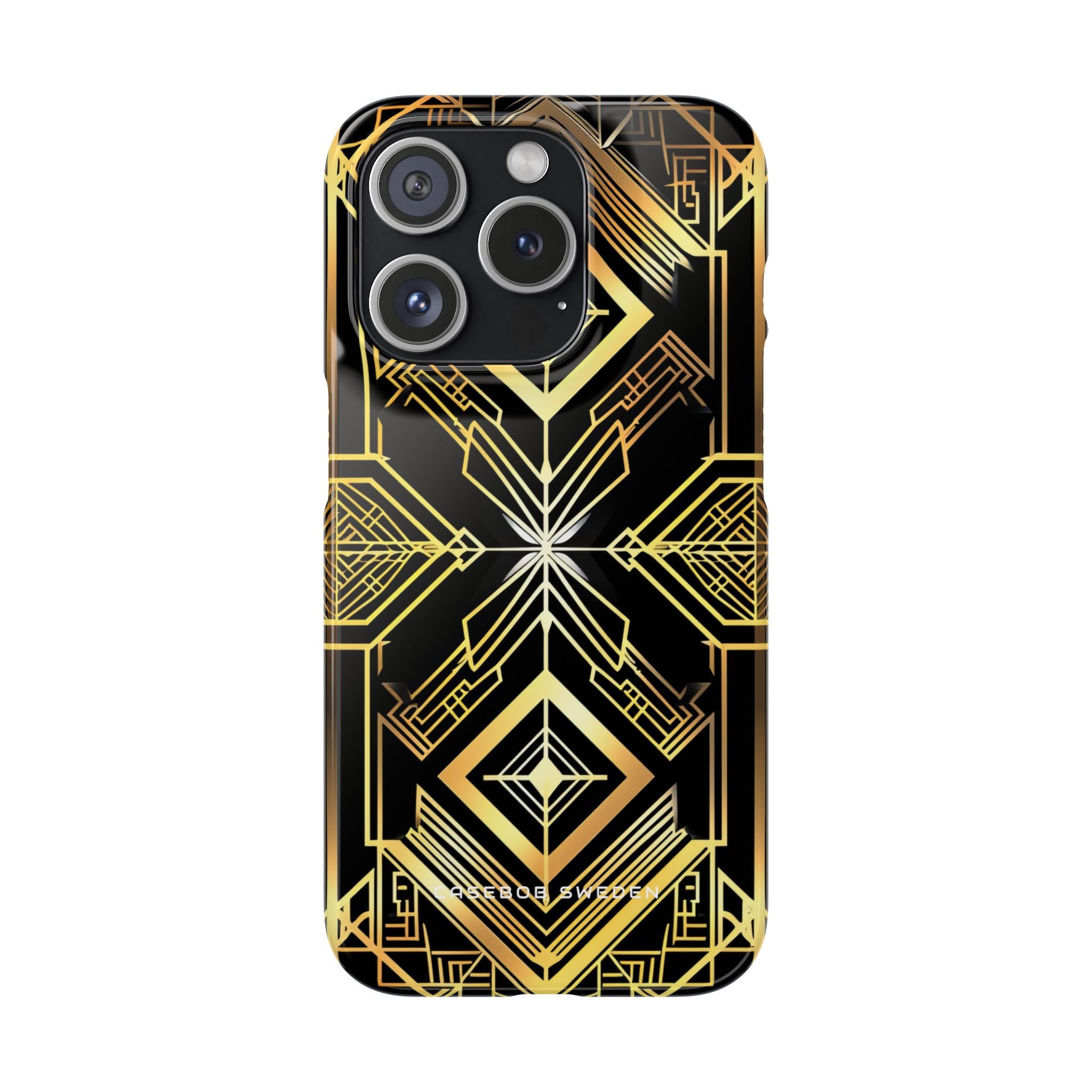 Golden Geometric Opulence iPhone 15 - Slim Phone Case