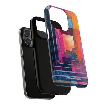 Pink Orange Geometry - Tough + MagSafe® iPhone 15 Phone Case