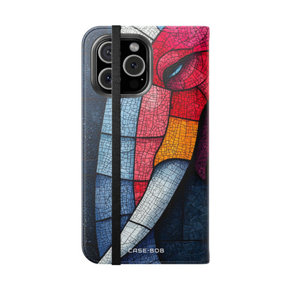 Blue Mosaic Elephant - iPhone 16 Max Case - Wallet