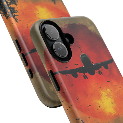 Vintage Sunset Airplane Silhouette iPhone 16 - Tough Phone Case