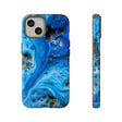 Blue Ice Melt Ink Art iPhone Case (Protective) iPhone 14 Glossy Phone Case