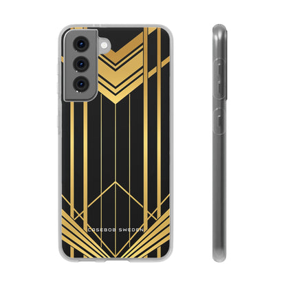 "Golden Art Deco Symmetry in Geometric Elegance" Samsung S21 - Flexi Phone Case