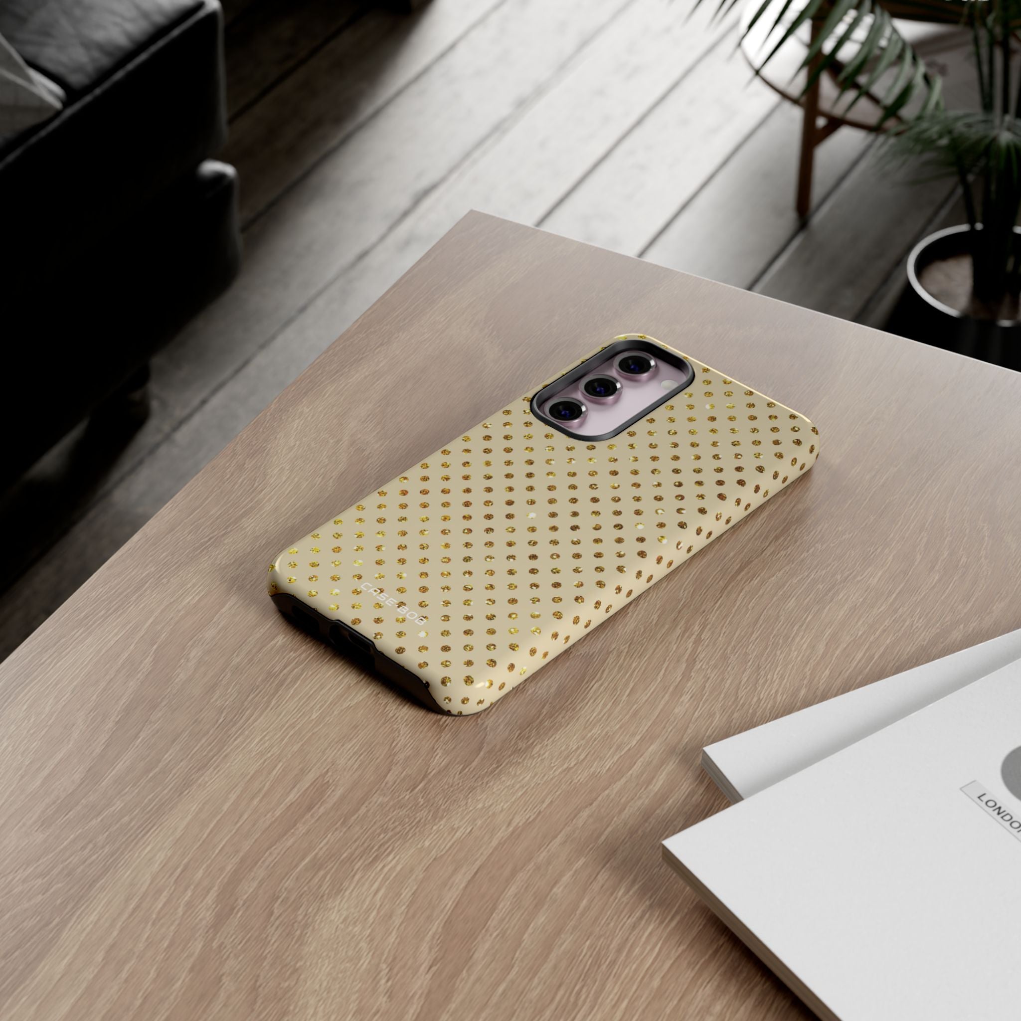 Gold Sparkle Grid Samsung S23 Plus Case - Tough
