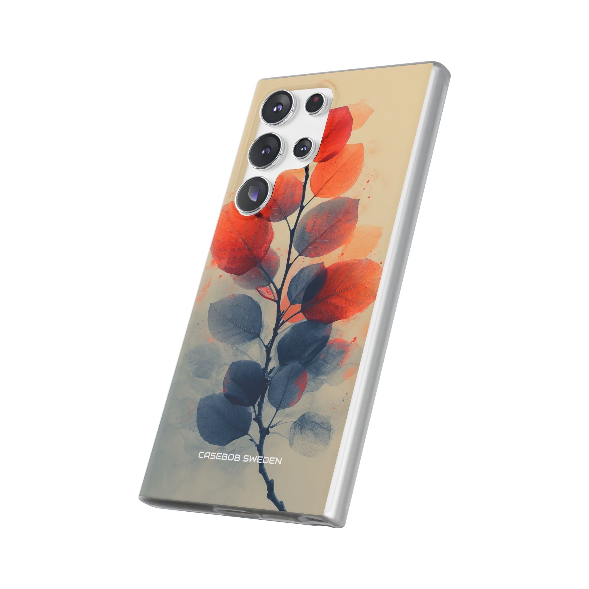 Orange Gray Leaves - Flexi Samsung S23 Phone Case