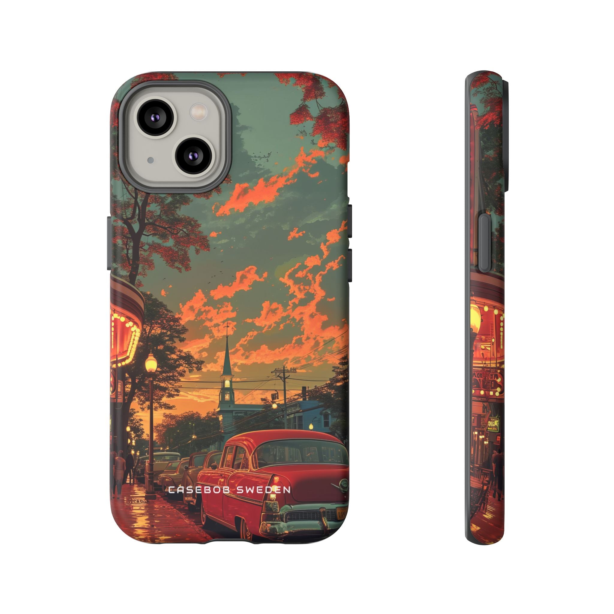 Mid-Century Nostalgia Streetscape iPhone 14 - Tough Phone Case