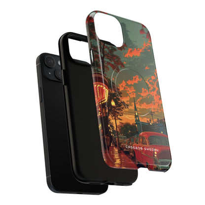 Mid-Century Nostalgia Streetscape iPhone 15 | Tough+ Phone Case