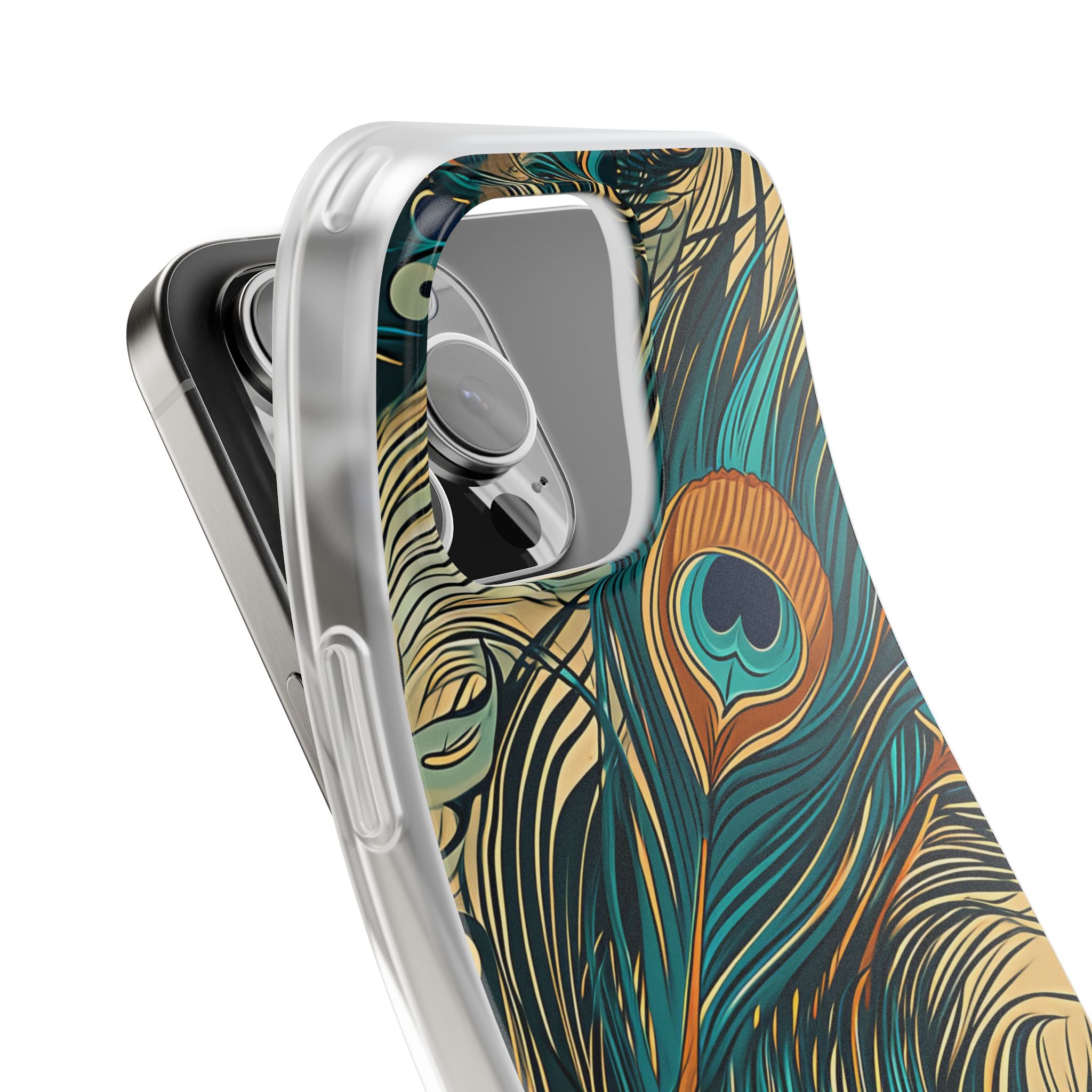 Jugendstil Pfau Eleganz iPhone 16 - Flexi Handyhülle