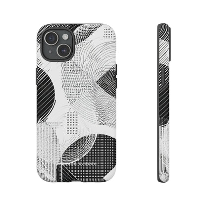 Geometric Monochrome Flow iPhone 15 - Tough Phone Case