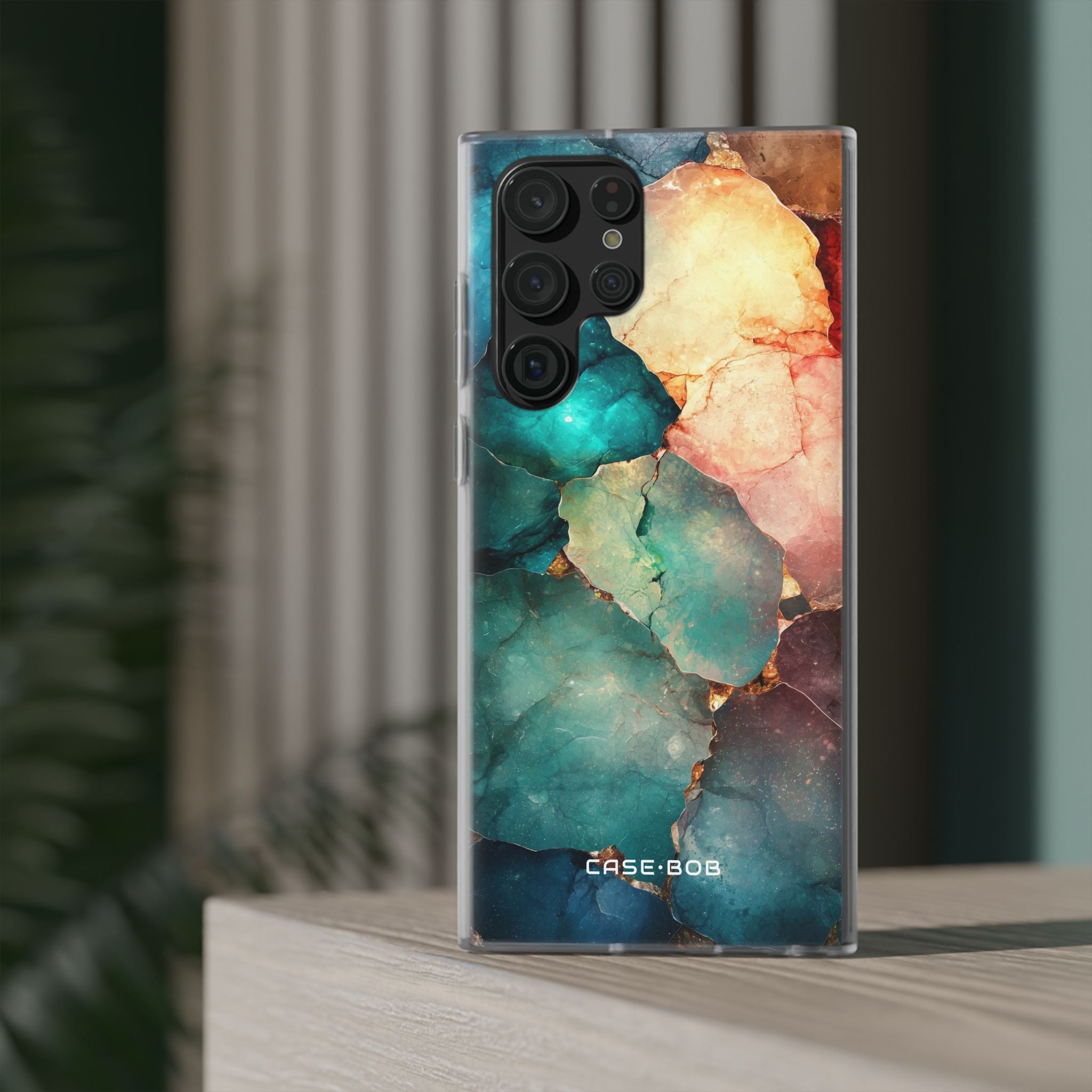 Teal Mosaic Veins Samsung S22 Ultra Case - Soft