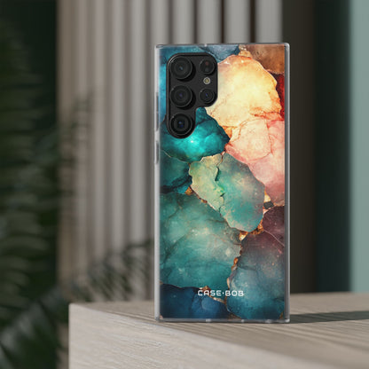 Teal Mosaic Veins Samsung S22 Ultra Case - Soft