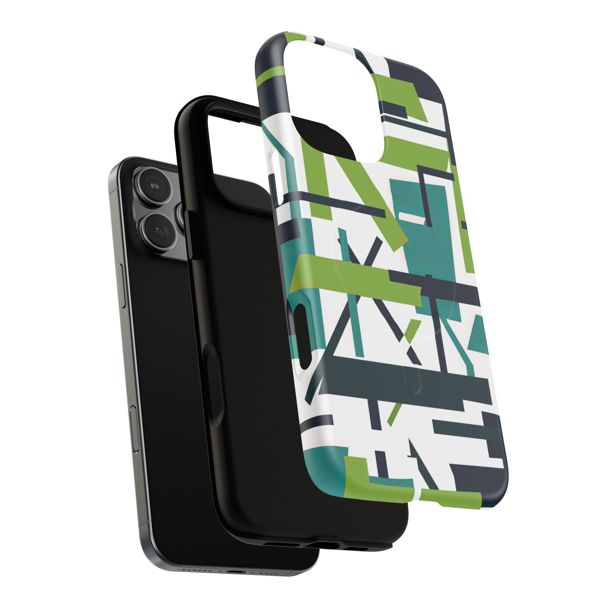 Green Geometry Glide iPhone 16  Tough+ Phone Case