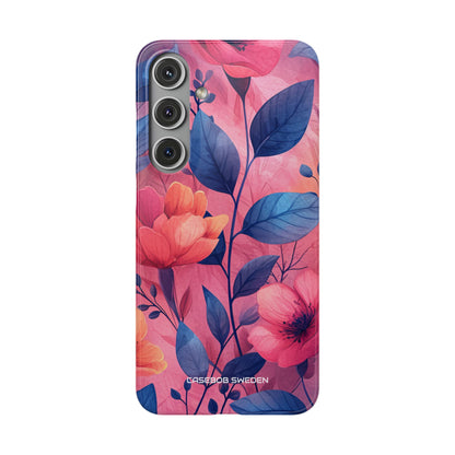 Pink Blue Floral - Slim Samsung S24 Phone Case