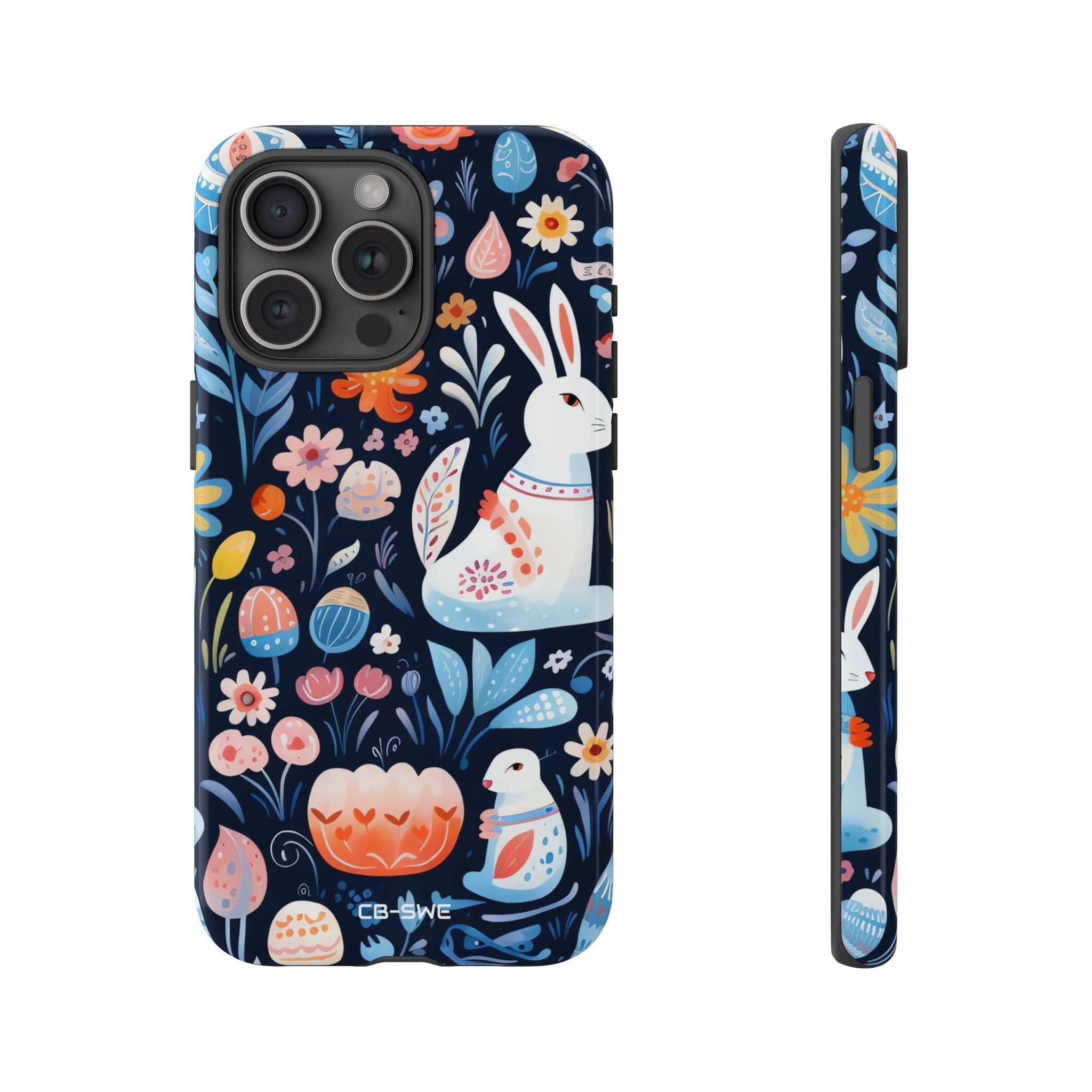 Bunnies Play Among Flowers - iPhone Case