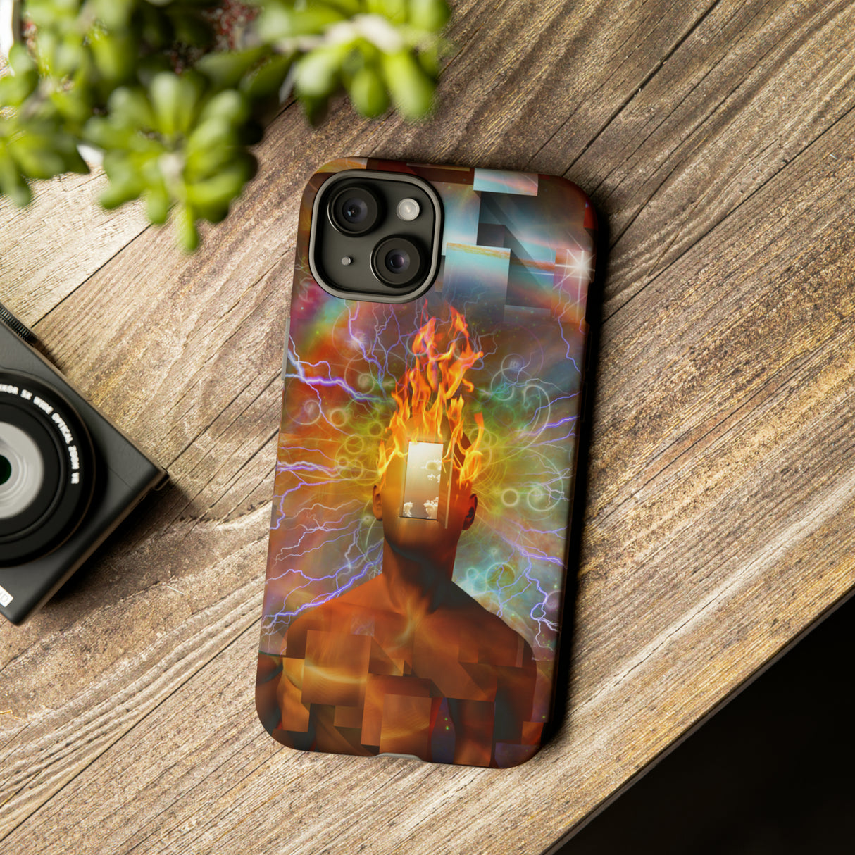 Man with burning mind - Protective Phone Case