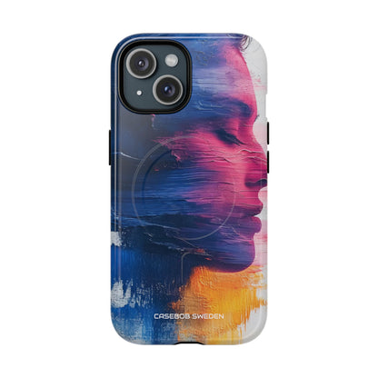 Blue Magenta Portrait - Tough + MagSafe® iPhone 15 Phone Case