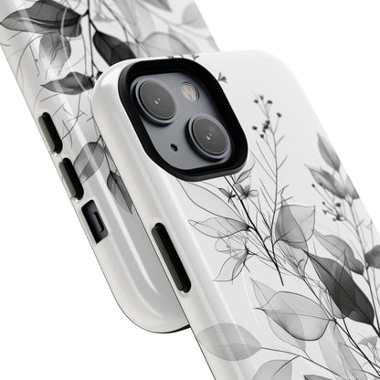Veined Leaves Gray iPhone 14 Case - Tough+