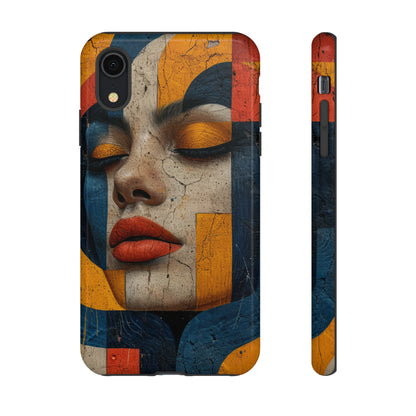 Blue Lady's Geometric Elegance - Protective Phone Case