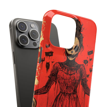 Haunting Scarlet Descent iPhone 15 - Slim Phone Case