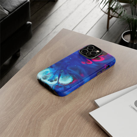 Bright Dark Blue Ink Art iPhone Case (Protective) Phone Case