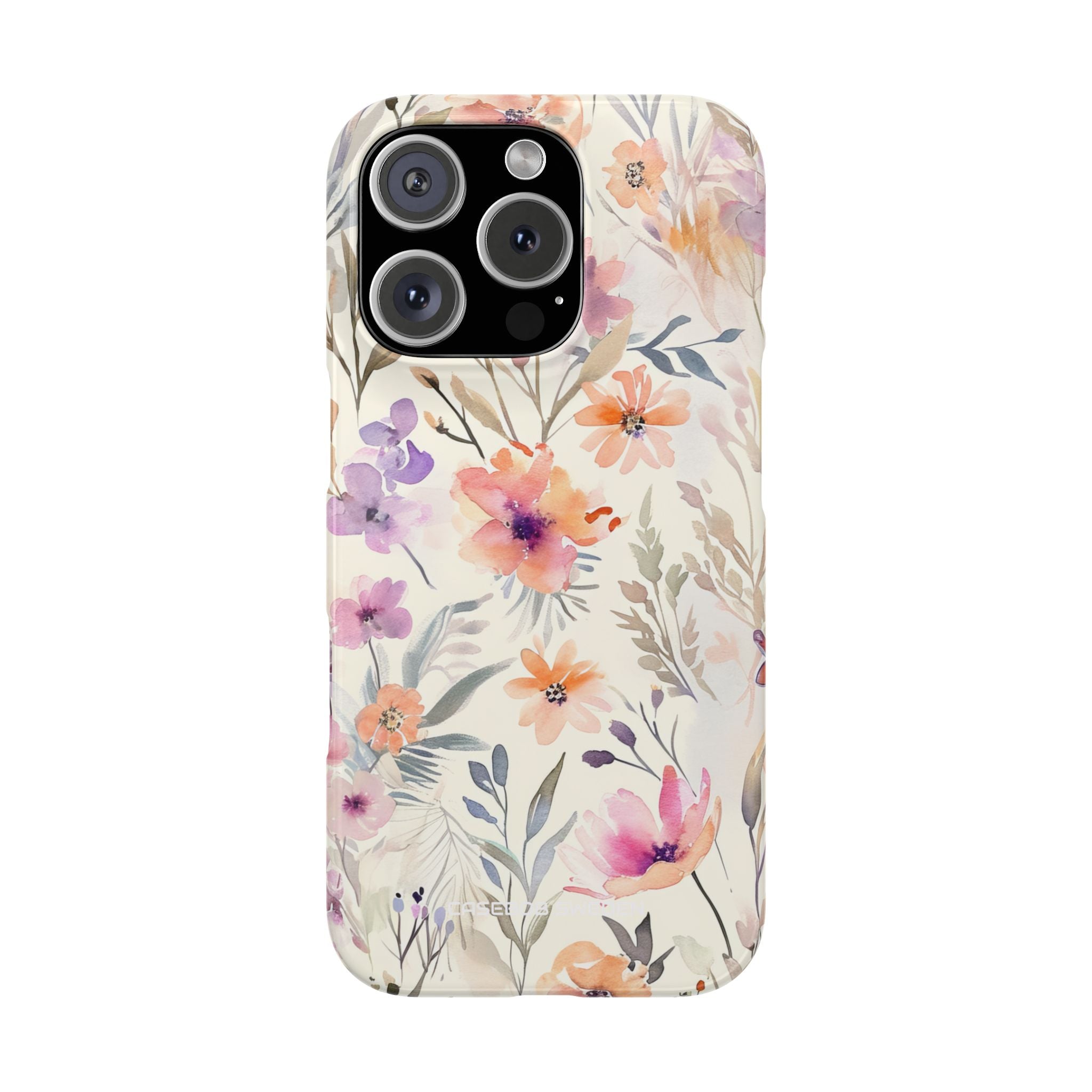 Soft Pink Floral Watercolor Design - Slim iPhone 16 Phone Case