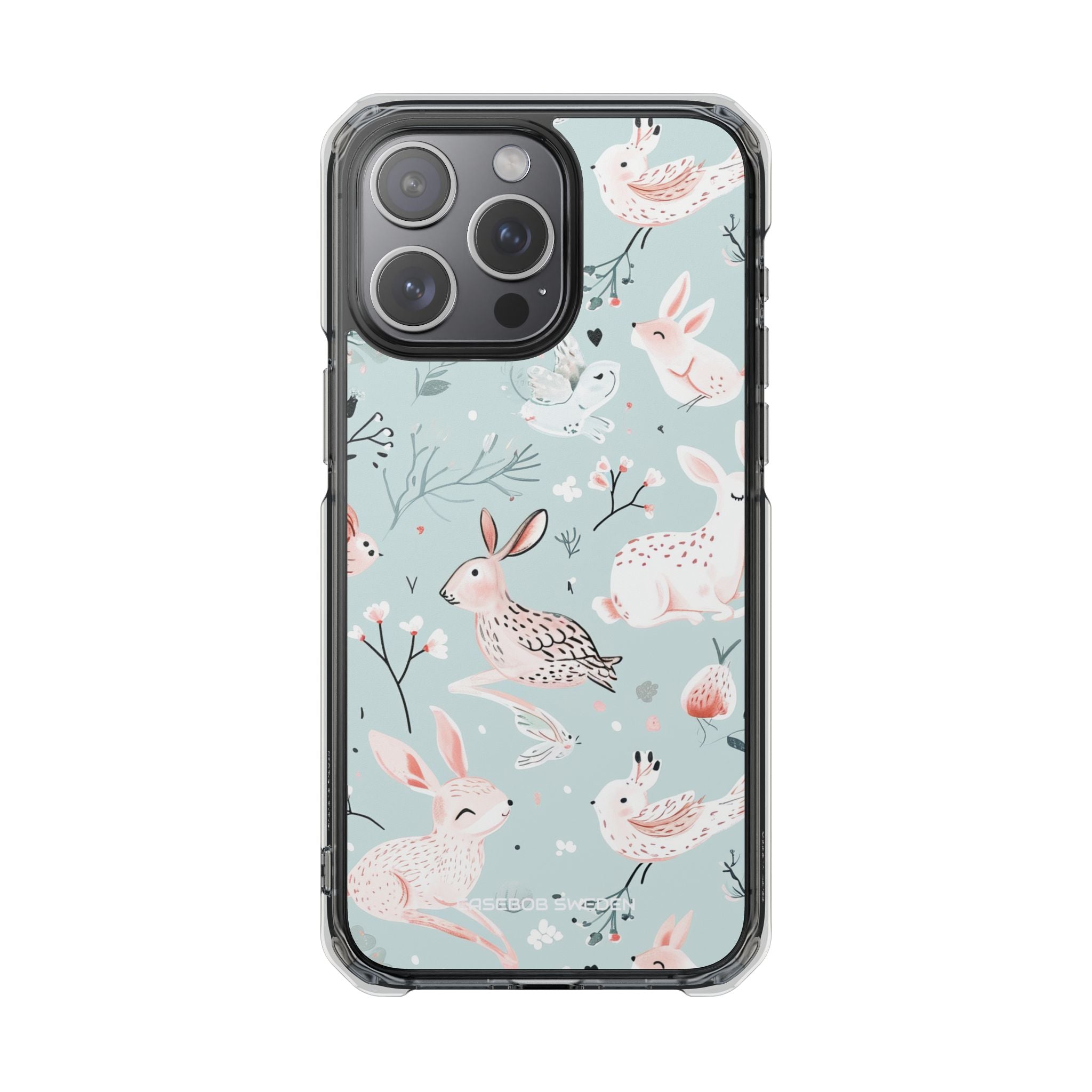 Whimsical Bunny Blossom - Clear Impact iPhone 15 Phone Case