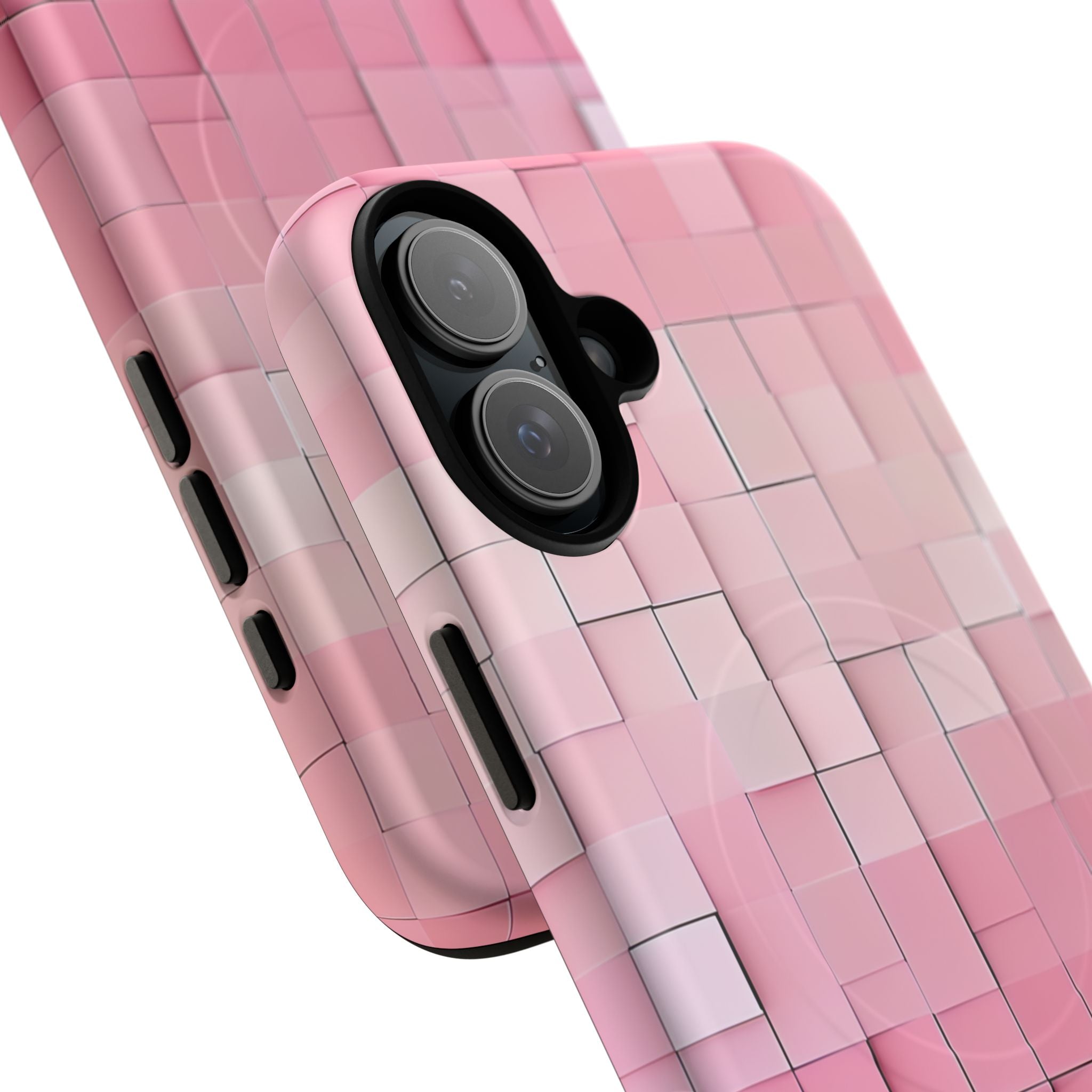 iPhone 16 Tough+ Handyhülle mit Mosaik-Muster in Rosa