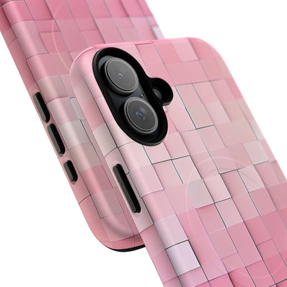 iPhone 16 Tough+ Handyhülle mit Mosaik-Muster in Rosa