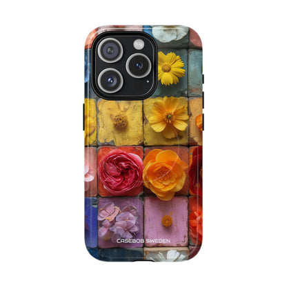 Vibrant Floral Tiles - Tough + MagSafe® iPhone 15 Phone Case