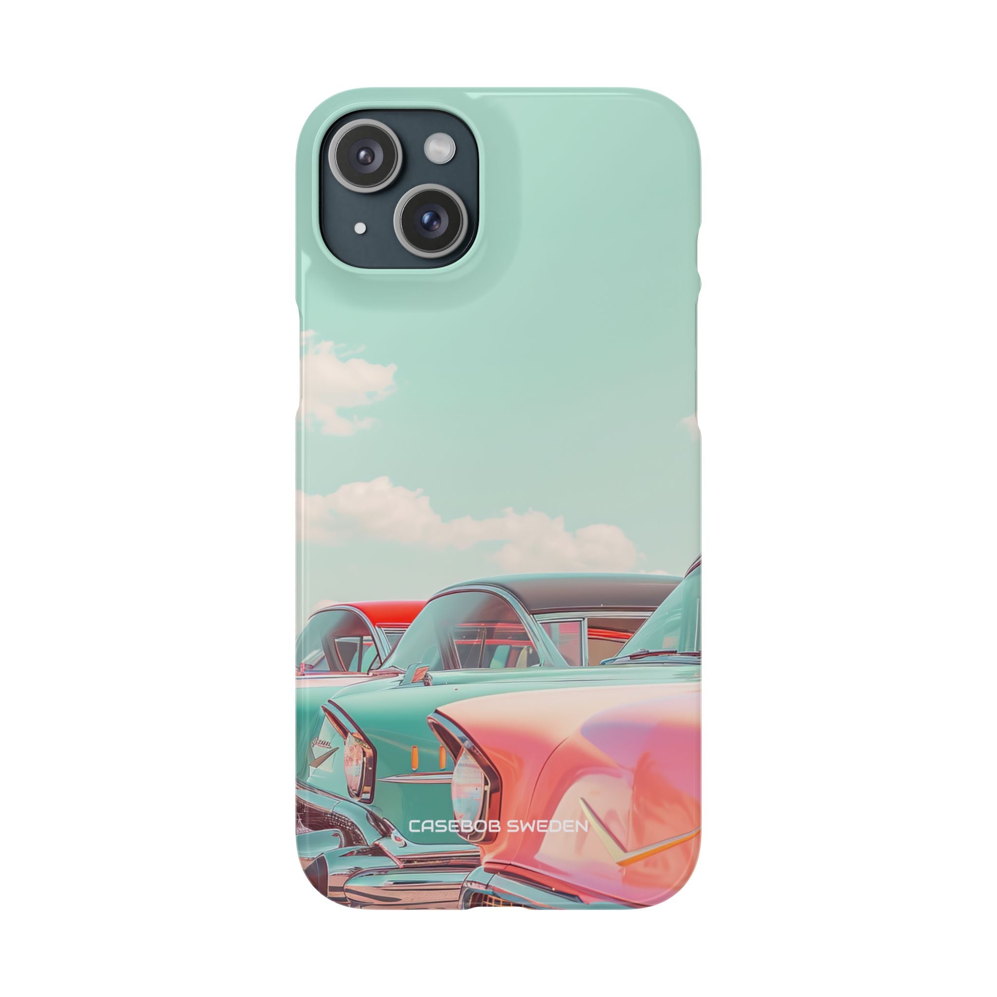 Vintage Turquoise Cars - Slim iPhone 15 Phone Case