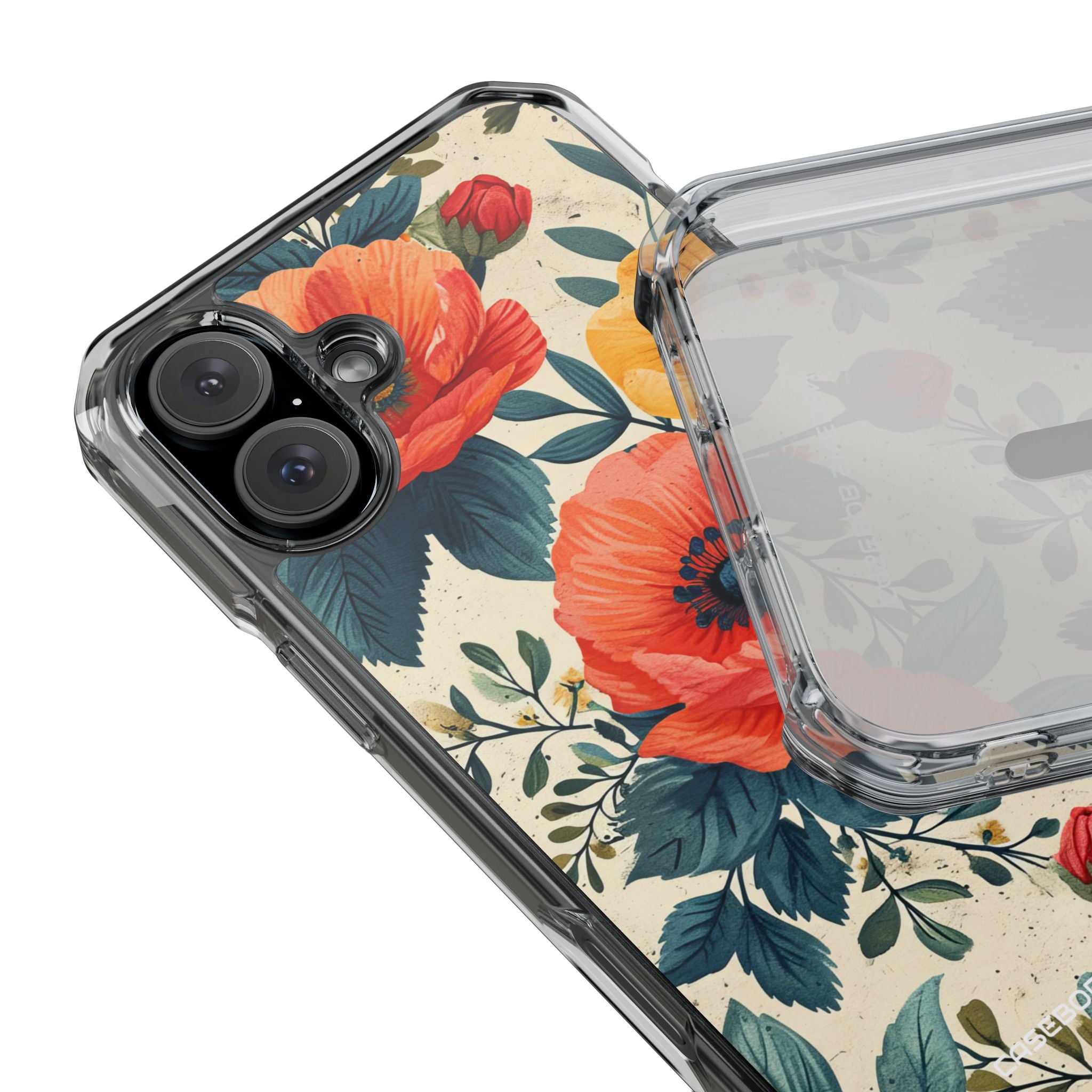 Vibrant Botanical Poppies - Clear Impact iPhone 16 Phone Case