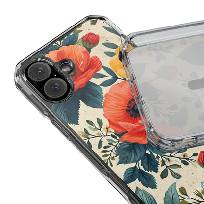 Vibrant Botanical Poppies - Clear Impact iPhone 16 Phone Case