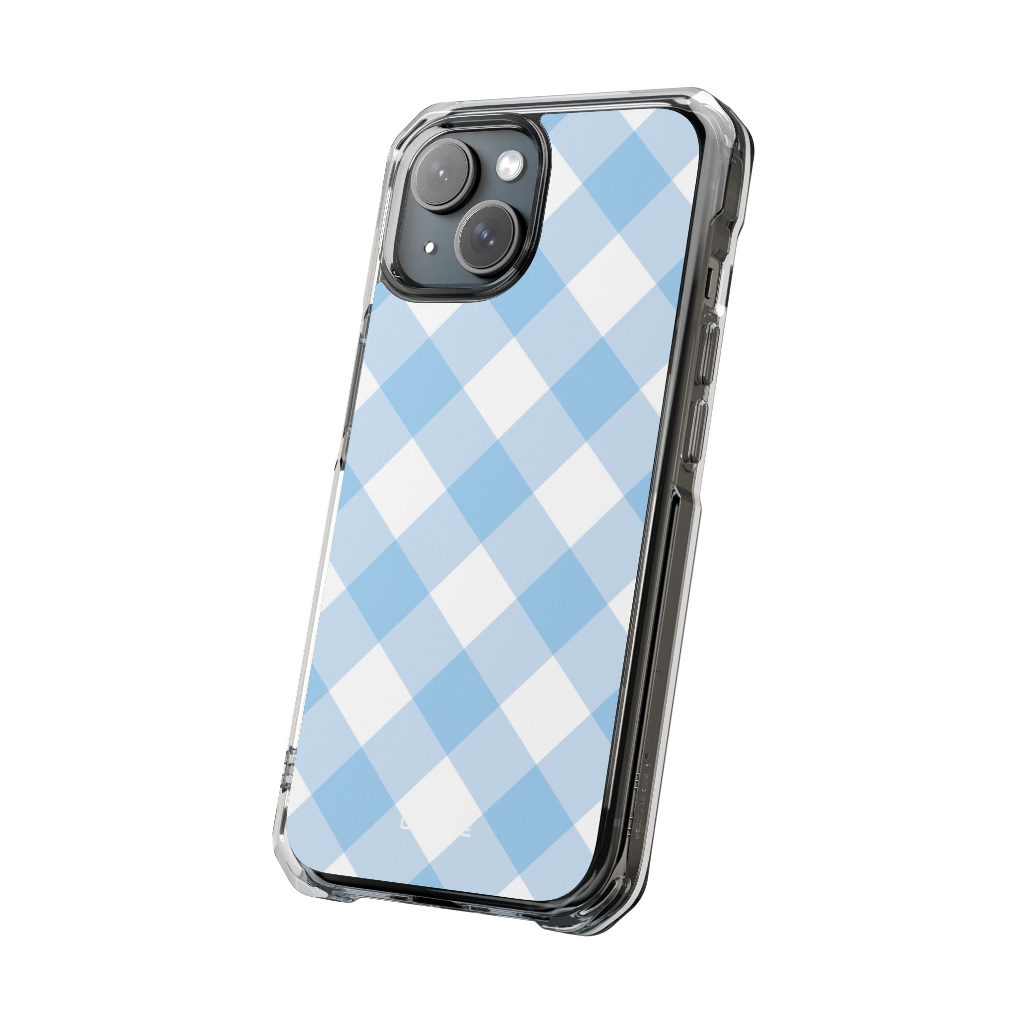 Soft Blue Gingham Elegance iPhone Case - Impact