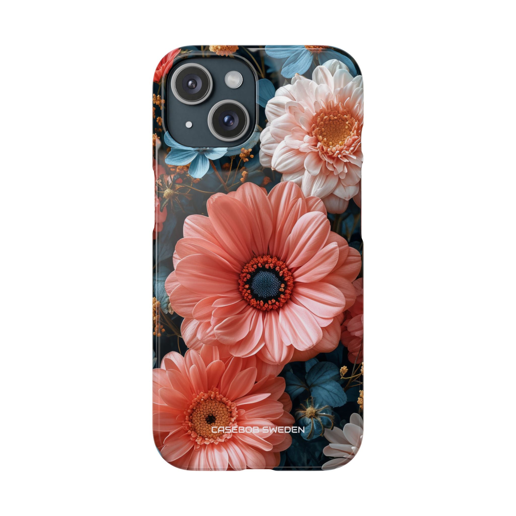 Coral Teal Blooms - Slim iPhone 15 Phone Case