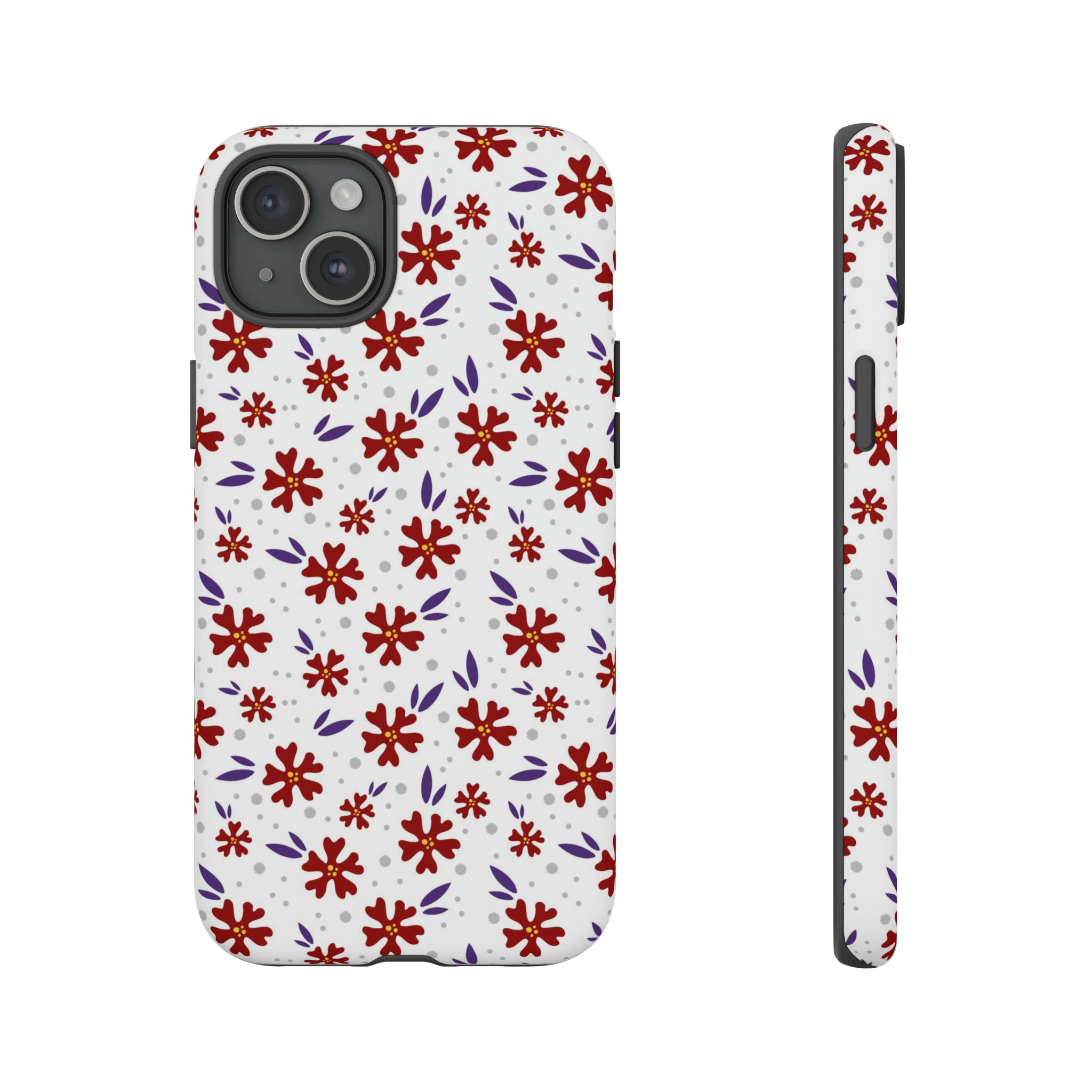 Red Flower Pattern - Protective Phone Case