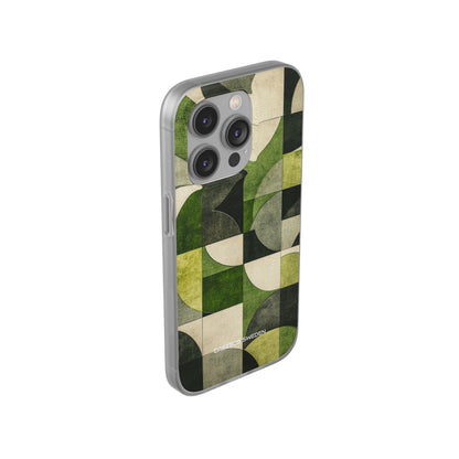 Green Geometric Harmony - Flexi iPhone 14 Phone Case