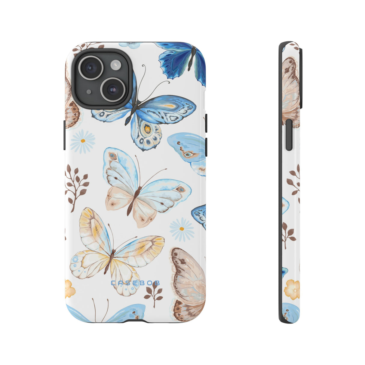 Flying Butterflies, Blue and Yellow iPhone case - Protective Phone Case