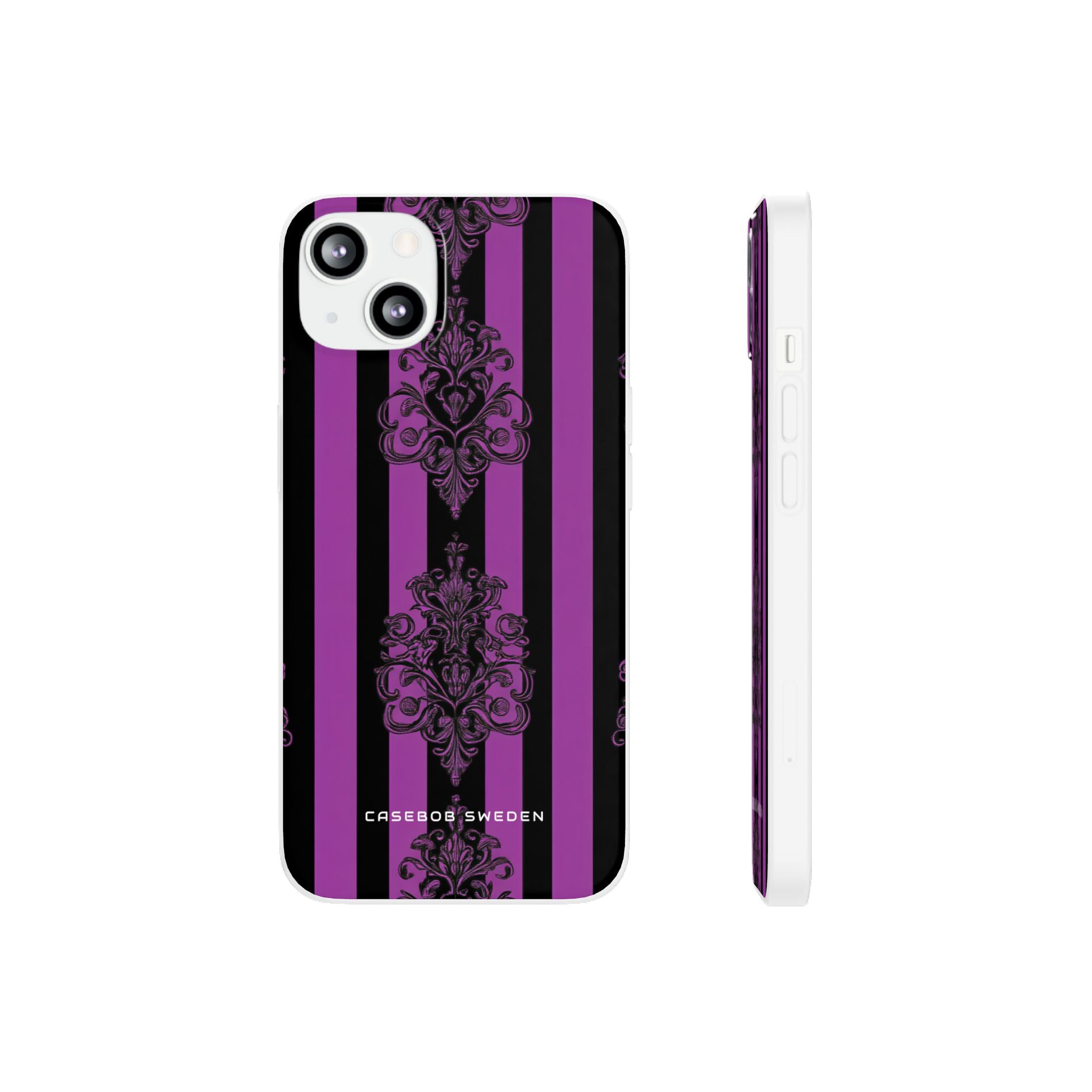 Gothic Elegance with Vertical Stripes and Ornamental Motifs iPhone 13 - Flexi Phone Case