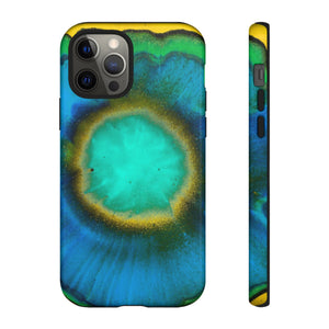 Neon Blue Ink Art iPhone Case (Protective) iPhone 12 Pro Glossy Phone Case