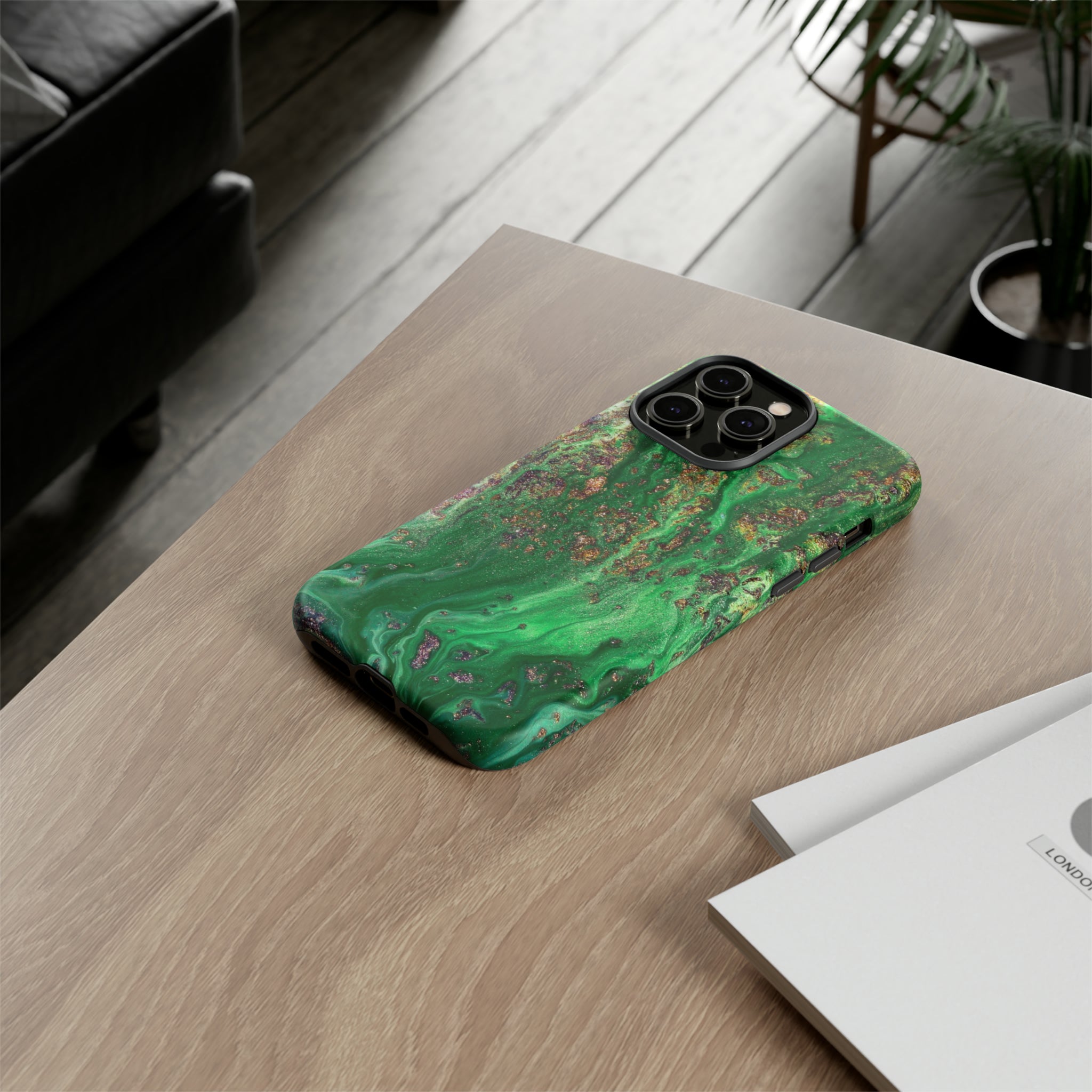 Green Sparkle Ink Art - Protective Phone Case