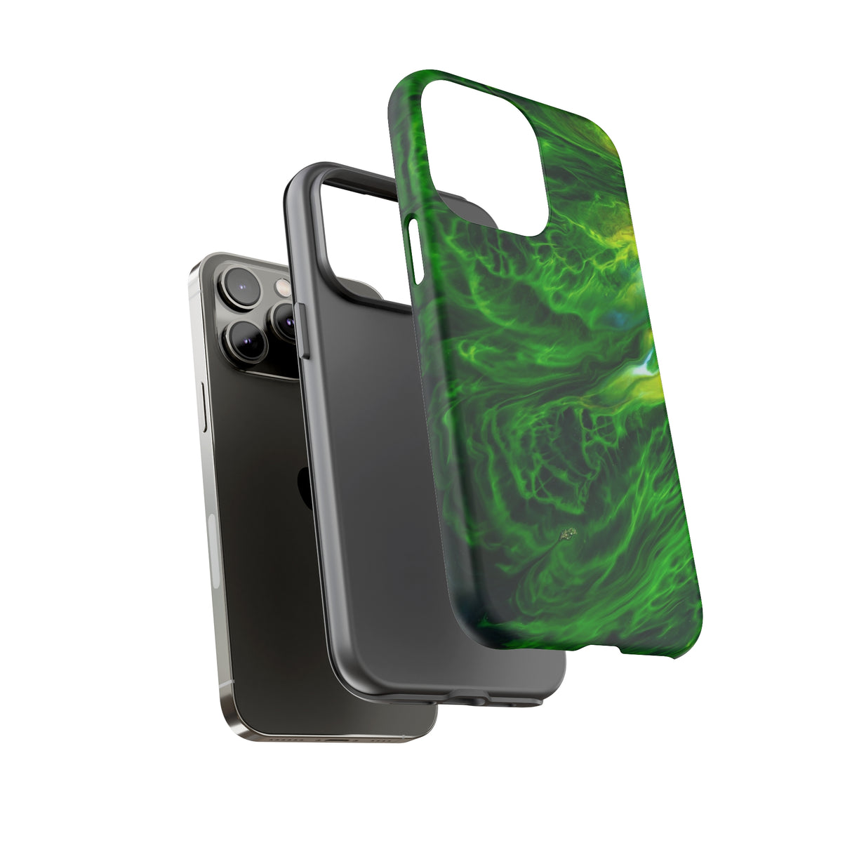 Neon Green Wave Ink Art iPhone Case (Protective) Phone Case