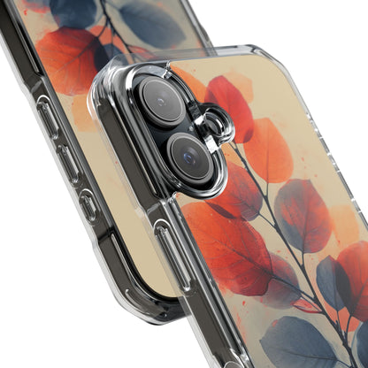 Orange Gray Leaves - Clear Impact iPhone 16 Phone Case