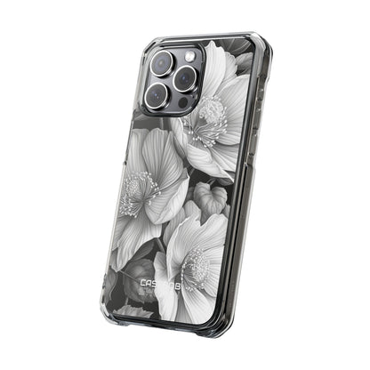 Monochrome Petal Dance iPhone 15 - Impact Clear+