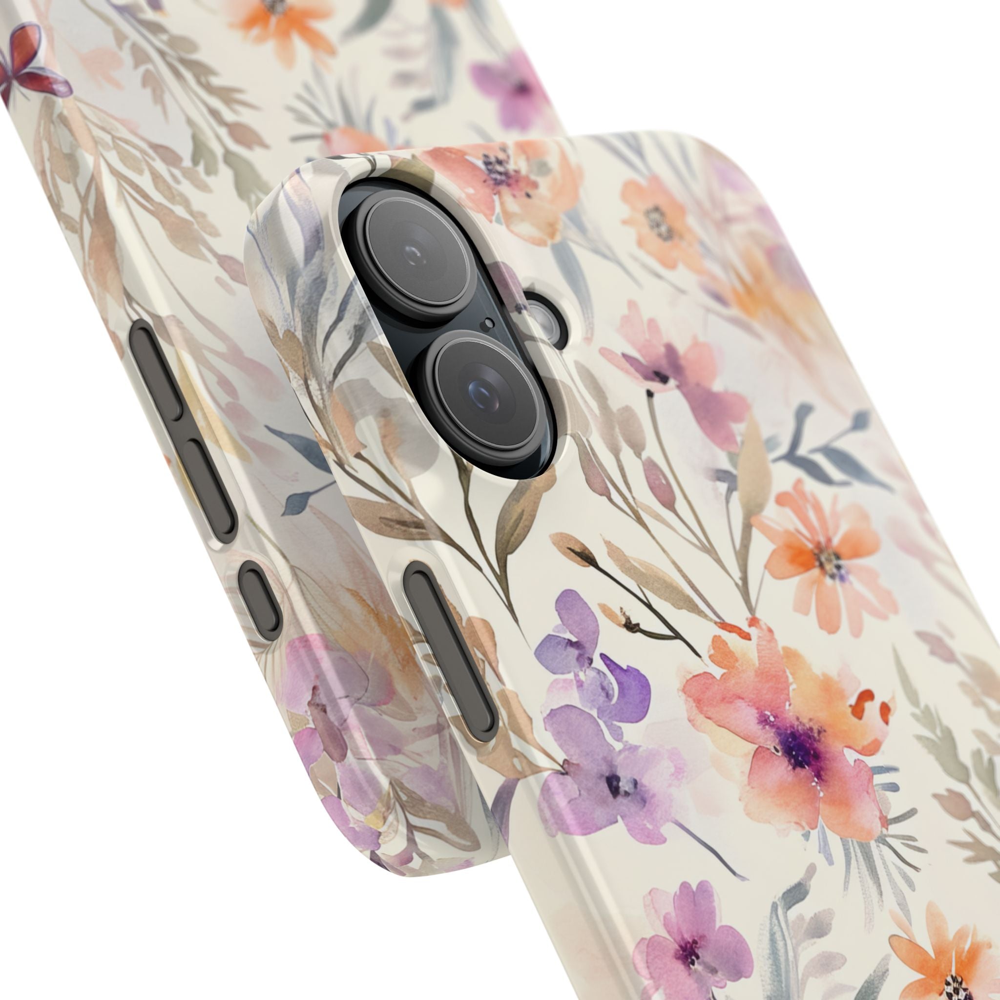 Soft Pink Floral Watercolor Design - Slim iPhone 16 Phone Case