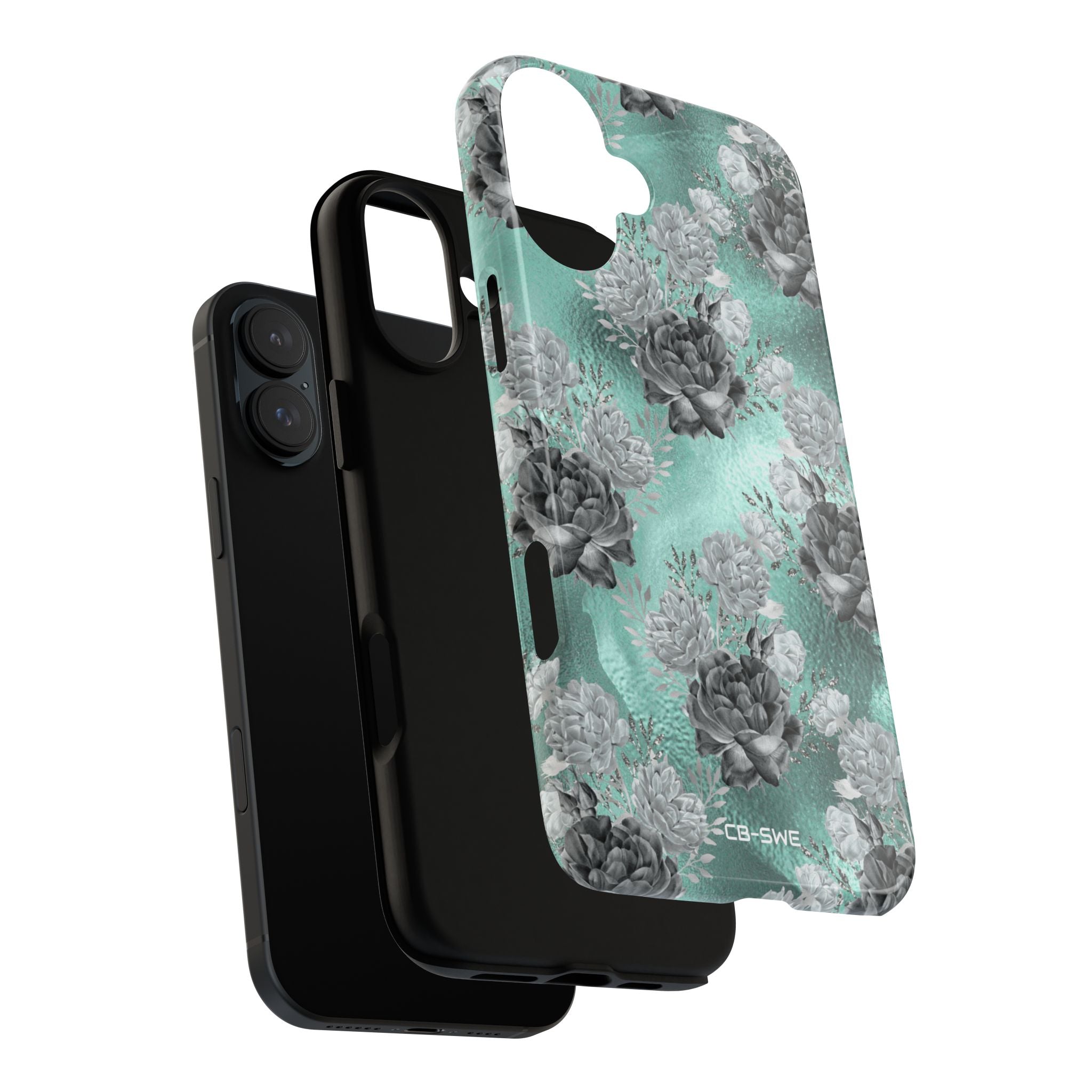 Teal Floral Elegance - iPhone Case