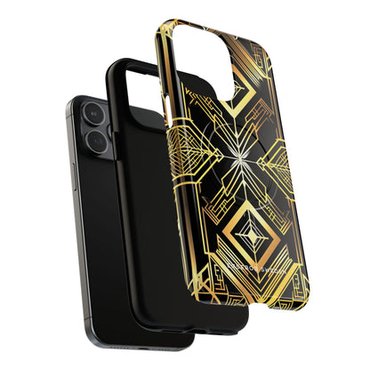 Golden Geometric Opulence iPhone 15 | Tough+ Phone Case