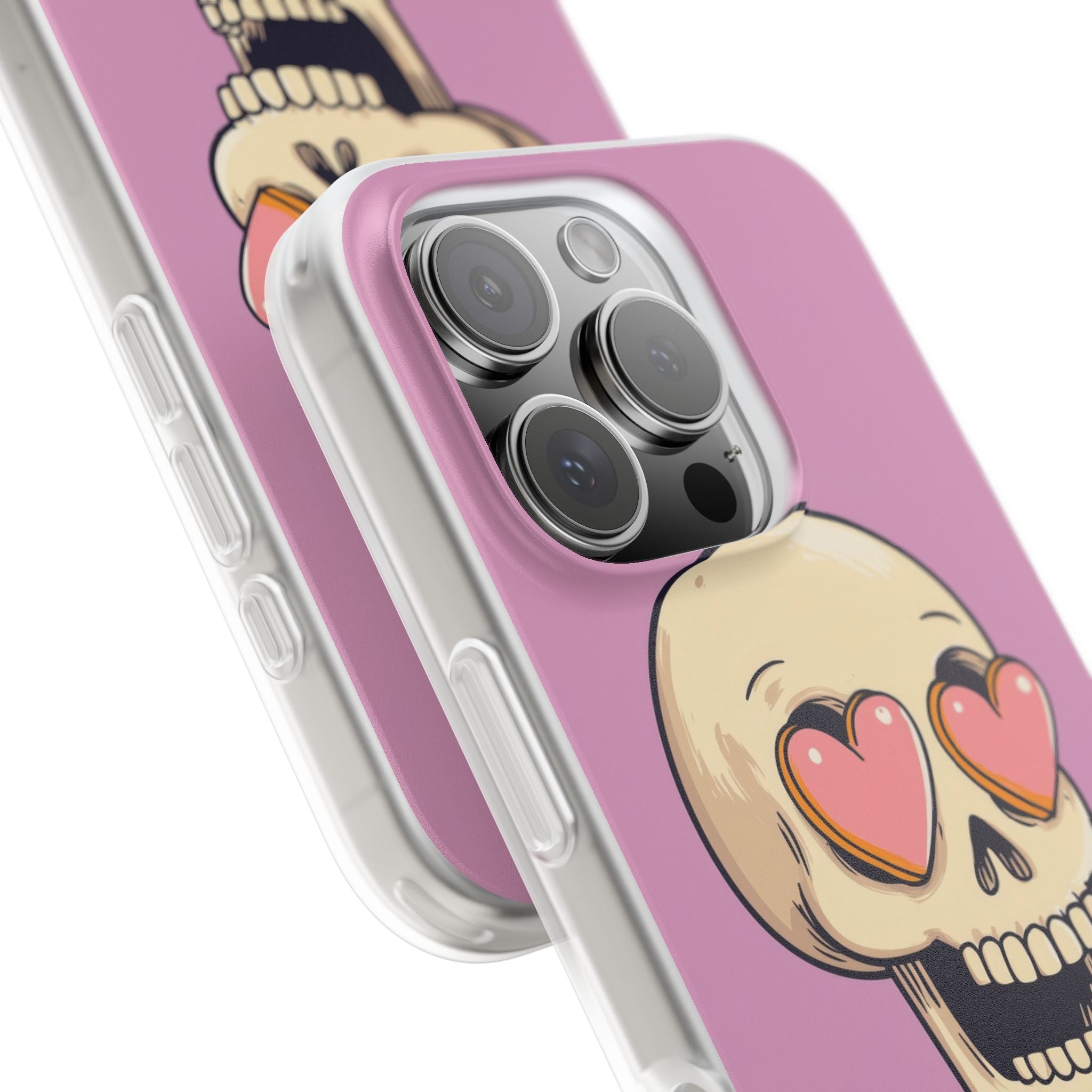Heart Eyed Skull iPhone 16 Pro Case - Soft