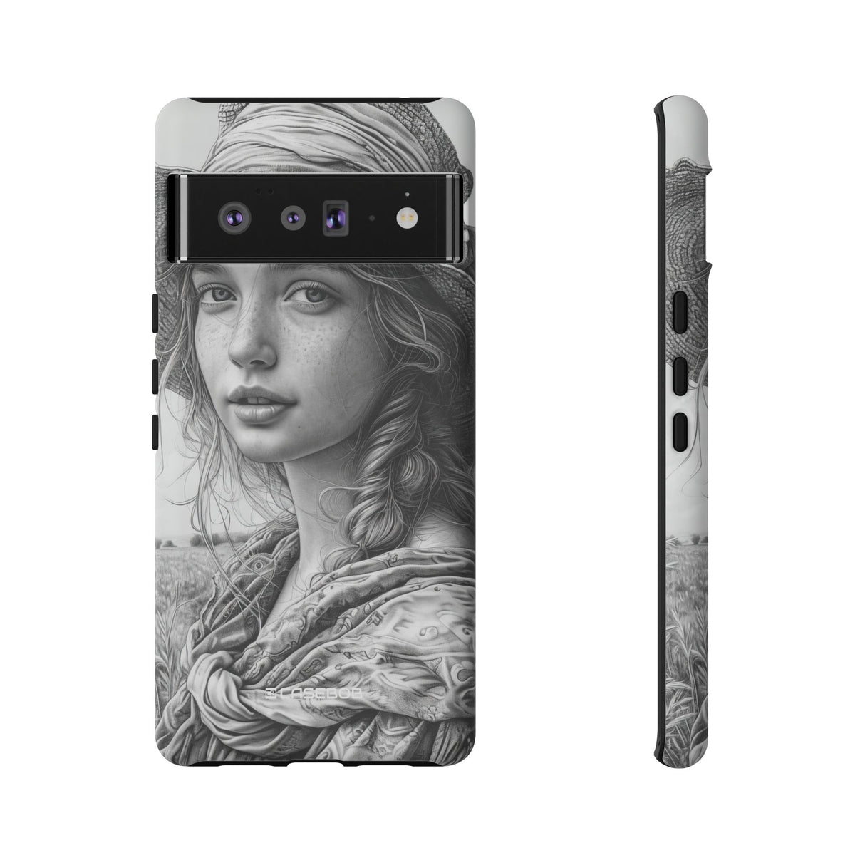 Serene Sketch Portrait | Protective Phone Case for Google Pixel